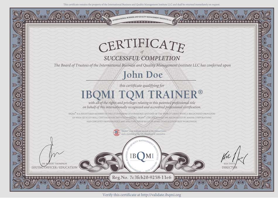 IBQMI TQM TRAINER<sup>®</sup>